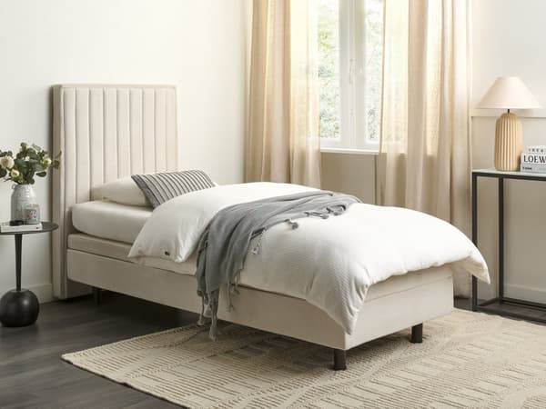 Elektrisk Seng Lys Beige 80 x 200 cm Fjernkontroll Justerbar Chenille Stoff Polstring