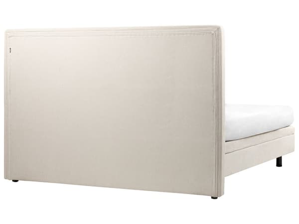 Parisänky vaalea beige kangas verhoiltu 180 x 200 cm sähkösäädettävä tikattu kaukosäädin skandinaavinen