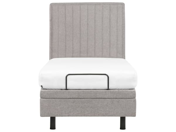 Elevationsseng Lysegrå Polyester 90 x 200 cm Elektrisk Enkeltmandsseng Justerbar Seng med Fjernbetjening Sengeramme med Gavl