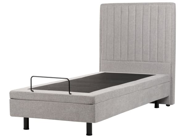 Elevationsseng Lysegrå Polyester 90 x 200 cm Elektrisk Enkeltmandsseng Justerbar Seng med Fjernbetjening Sengeramme med Gavl