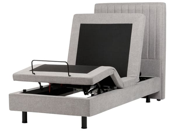 Elevationsseng Lysegrå Polyester 90 x 200 cm Elektrisk Enkeltmandsseng Justerbar Seng med Fjernbetjening Sengeramme med Gavl