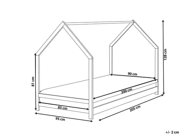 Sänky valkoinen 90 x 200 cm mänty puinen lasten talosänky matala moderni