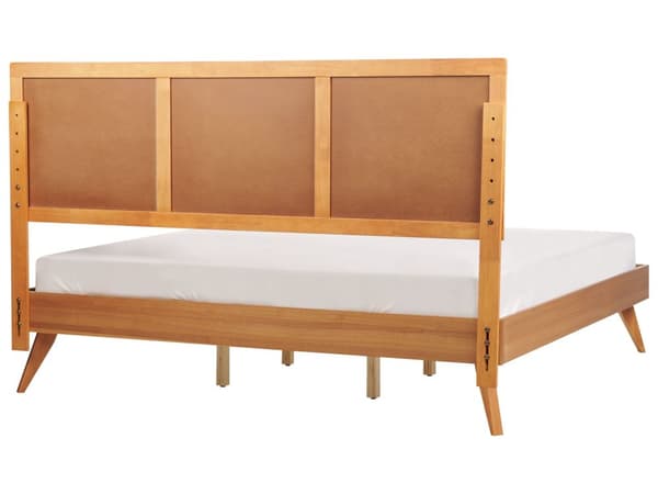 Parisänky vaaleanruskea 180 x 200 cm MDF-levy kumipuu sälepohja retro rustiikkinen