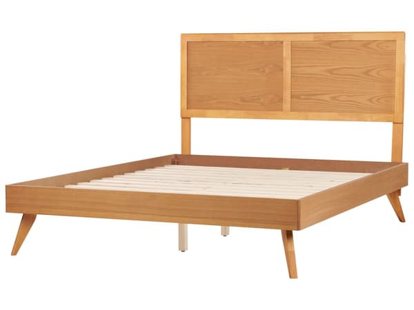 Parisänky vaaleanruskea 160 x 200 cm MDF-levy kumipuu sälepohja retro rustiikkinen