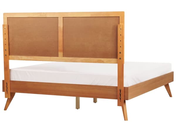 Parisänky vaaleanruskea 160 x 200 cm MDF-levy kumipuu sälepohja retro rustiikkinen