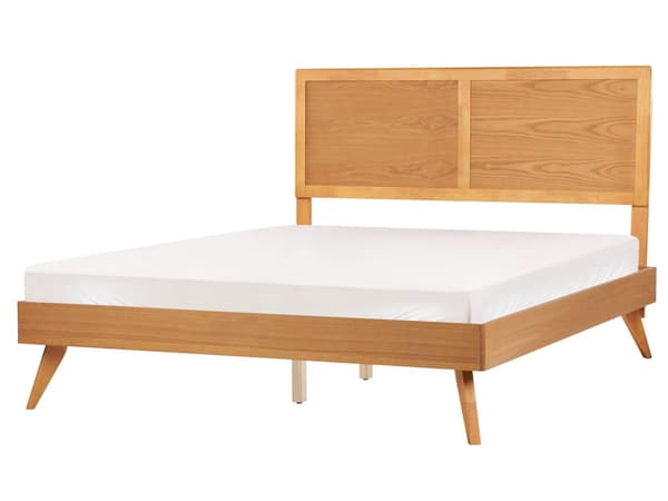 Parisänky vaaleanruskea 160 x 200 cm MDF-levy kumipuu sälepohja retro rustiikkinen