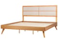Pikkukuva 4 / 10: Parisänky vaalea kumipuu MDF-levy beige kangas 180 x 200 cm sälepohjalla retro rustiikkinen tyyli