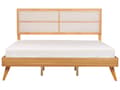 Pikkukuva 5 / 10: Parisänky vaalea kumipuu MDF-levy beige kangas 180 x 200 cm sälepohjalla retro rustiikkinen tyyli