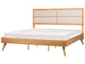 Pikkukuva 1 / 10: Parisänky vaalea kumipuu MDF-levy beige kangas 180 x 200 cm sälepohjalla retro rustiikkinen tyyli