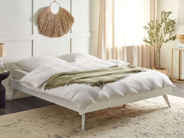 Sengeramme Hvit 180 x 200 cm med Lamellramme Minimalistisk Skandinavisk Design