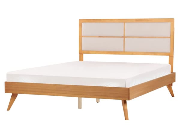 Seng Lys MDF-ramme 160 x 200 cm med Lamellbunn Polstret Hodegjerde Moderne Design