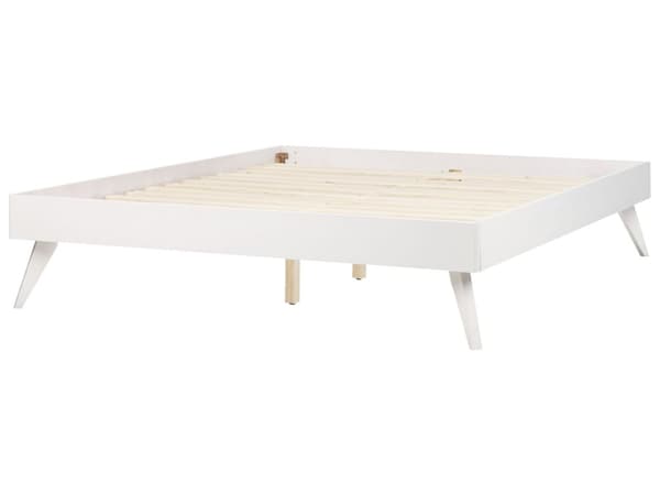 Sengeramme Hvit 160 x 200 cm med Lamellramme Minimalistisk Skandinavisk Design