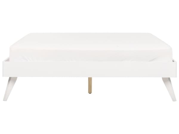 Sengeramme Hvit 160 x 200 cm med Lamellramme Minimalistisk Skandinavisk Design