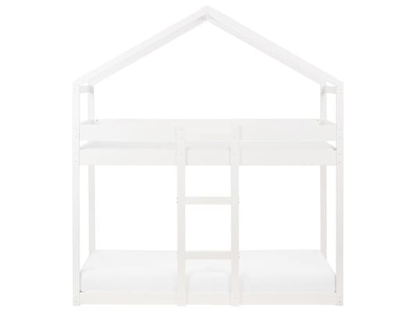 Køyeseng Hvit Tre Køyeseng Grå Furu 90 x 200 cm Høyseng Barn Soverom Stige Lameller