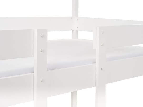 Køyeseng Hvit Tre Køyeseng Grå Furu 90 x 200 cm Høyseng Barn Soverom Stige Lameller