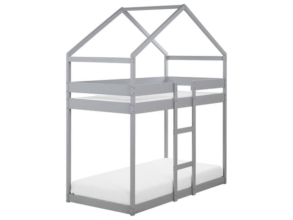 Kerrossänky harmaa mänty puu 90 x 200 cm sälepohja lastenhuoneeseen tikapuut moderni tyyli