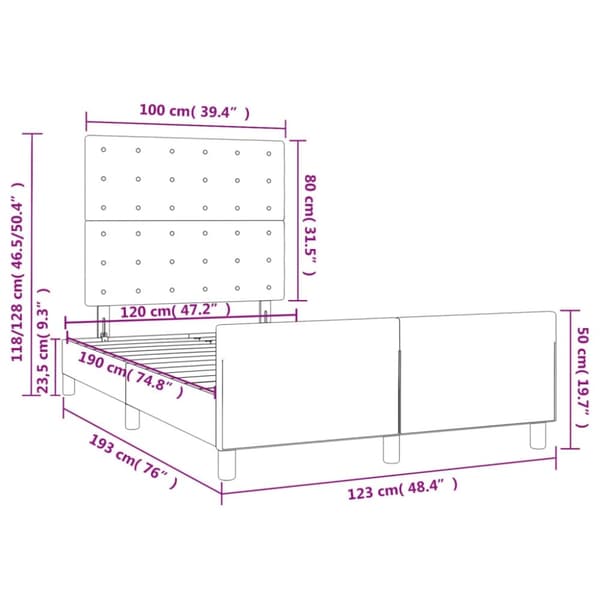 vidaXL sengeramme med sengegavl 120x190 cm stof cremefarvet