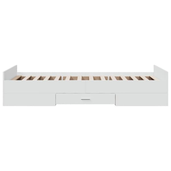 vidaXL Sengeramme med skuffer hvit 100x200 cm konstruert tre