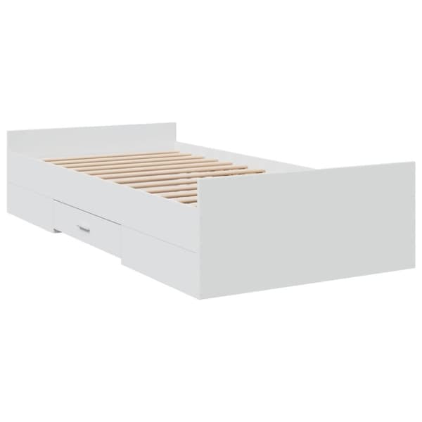 vidaXL Sengeramme med skuffer hvit 100x200 cm konstruert tre