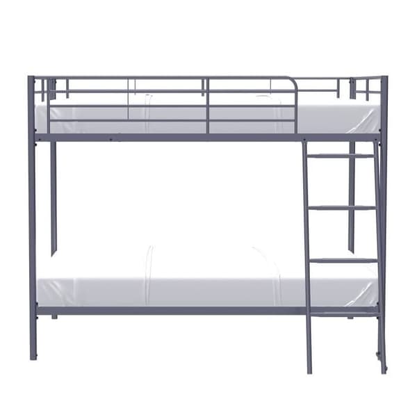 Våningssängar i metall - Mörkgrå - Boxfjädrar ingår - 2 x 140 x 190 cm - ALICE