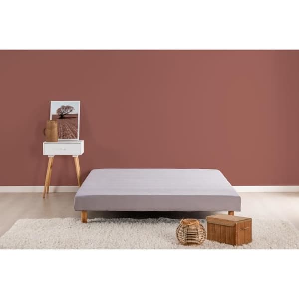 DEKO DREAM Rakenne Lamellbox 140 x 190 cm - Grå massivt trä + Ben