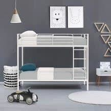 Separerbara våningssängar i metall - Vit - Boxfjädrar ingår - 2 x 90 x 190 cm - ABBY