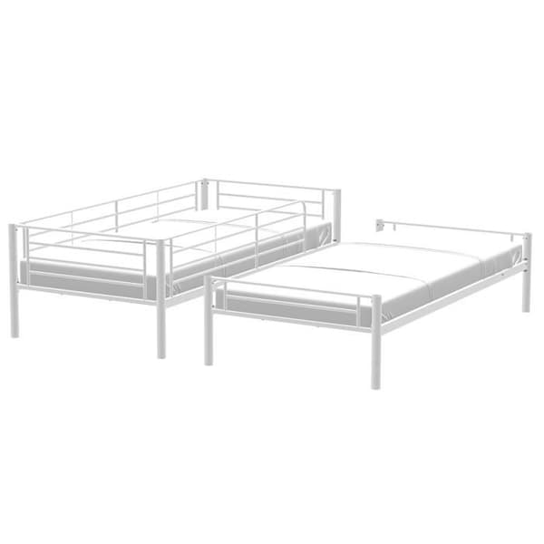 Separerbara våningssängar i metall - Vit - Boxfjädrar ingår - 2 x 90 x 190 cm - ABBY