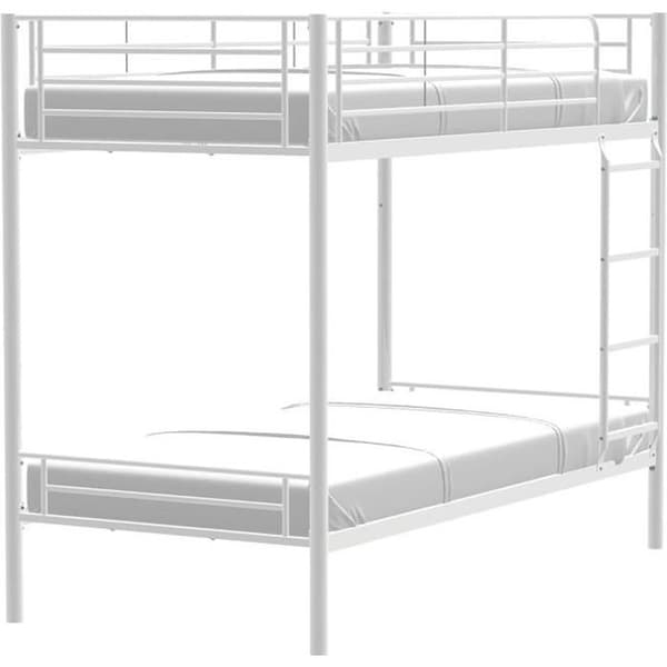 Separerbara våningssängar i metall - Vit - Boxfjädrar ingår - 2 x 90 x 190 cm - ABBY