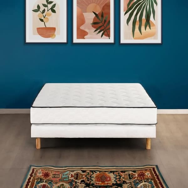 Madrass + resårsats 140 x 190 cm - 570 Pocketfjädrar - 7 komfortzoner - 19 cm - Balanserat - DEKO DREAM Avkoppling