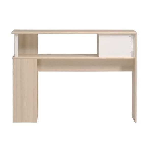 PARISOT Säng + sänggavelset med förvaring - Modern stil - Ljus och vit akaciadekor - CHARLEMAGNE