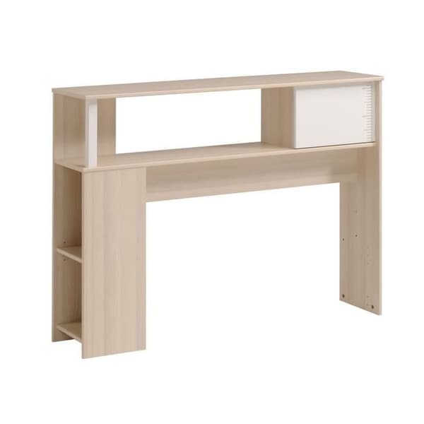 PARISOT Säng + sänggavelset med förvaring - Modern stil - Ljus och vit akaciadekor - CHARLEMAGNE