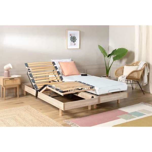 Madrassavslappningsset + elektriska boxfjädrar 2x70x190cm - Skum - Fast - TALCA Made in France