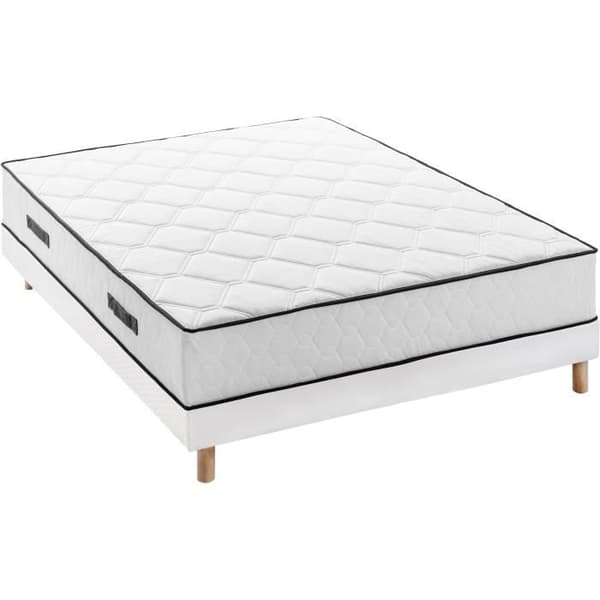 Madrass + resårsats 140 x 190 cm - Fjädrar - 7 zoner - 27 cm - Balanserad - DEKO DREAM Avkoppling