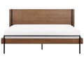 Miniatyrbilde 4 av 11: Seng med Mørk Treramme 180 x 200 cm Høy Sengegavl med Metallben Klassisk Soveromdesign