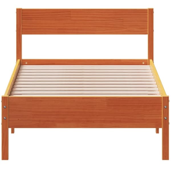 vidaXL sengeramme uden madras 90x200 cm massivt fyrretræ gyldenbrun