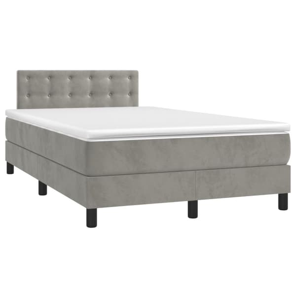 vidaXL kontinentalseng med madras 120x190 cm velour lysegrå