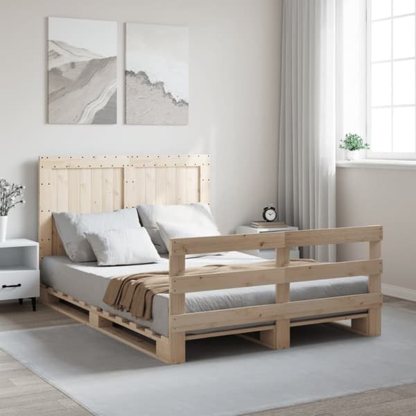 vidaXL Sengeramme med hodegavl 140x200 cm heltre furu