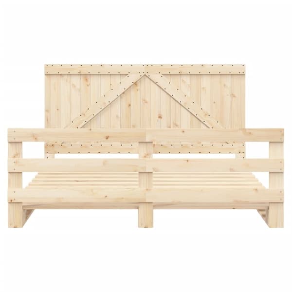 vidaXL sengeramme med sengegavl 200x200 cm massivt fyrretræ