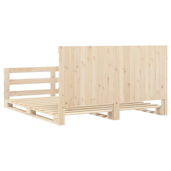 vidaXL sengeramme med sengegavl 200x200 cm massivt fyrretræ