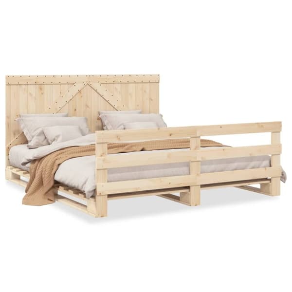vidaXL sengeramme med sengegavl 200x200 cm massivt fyrretræ