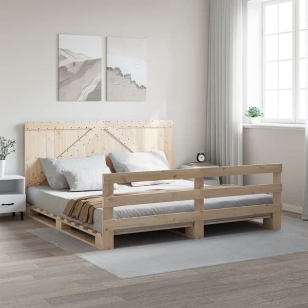 vidaXL sengeramme med sengegavl 200x200 cm massivt fyrretræ