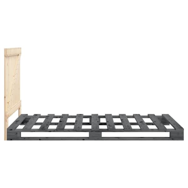 vidaXL Sengeramme med hodegavl grå 100x200 cm heltre furu