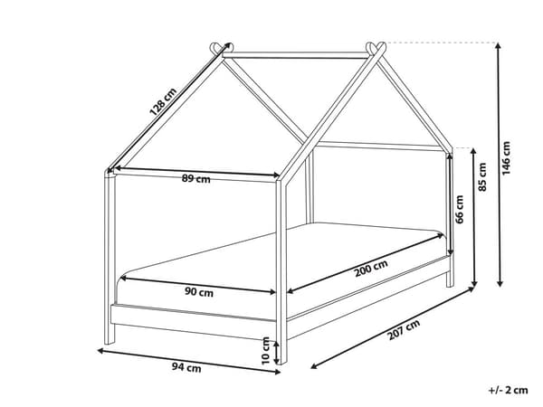 Barnsäng Hus Säng Grå Furuträ 90 x 200 cm med Spjälbotten Småbarn Modern Barnkammare