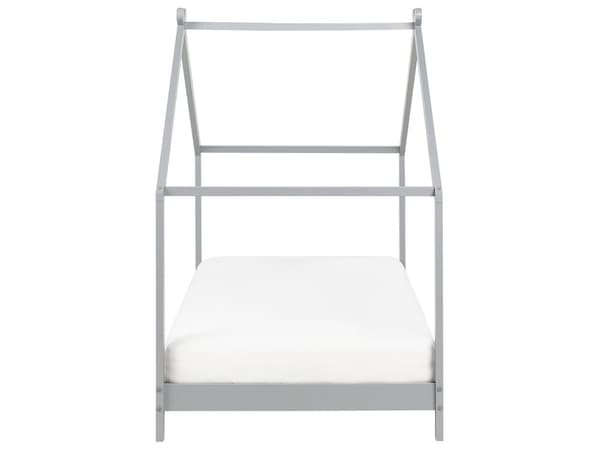 Barnsäng Hus Säng Grå Furuträ 90 x 200 cm med Spjälbotten Småbarn Modern Barnkammare