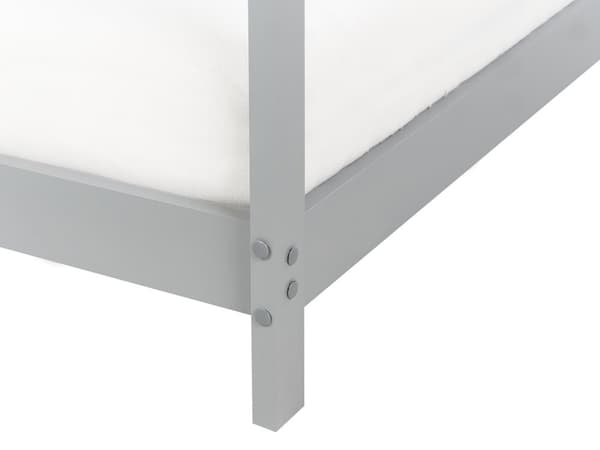 Barnsäng Hus Säng Grå Furuträ 90 x 200 cm med Spjälbotten Småbarn Modern Barnkammare