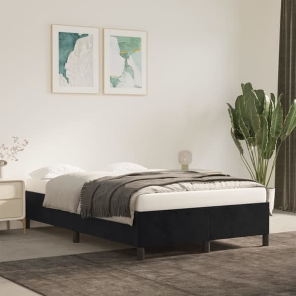 vidaXL Sängram svart 120x190 cm Sammet