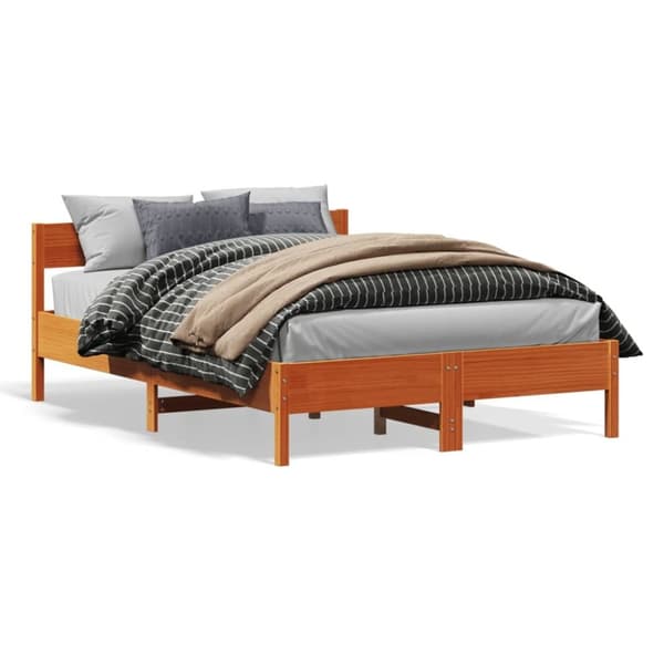 vidaXL Sengeramme uten madrass brun 135x190 cm heltre furu