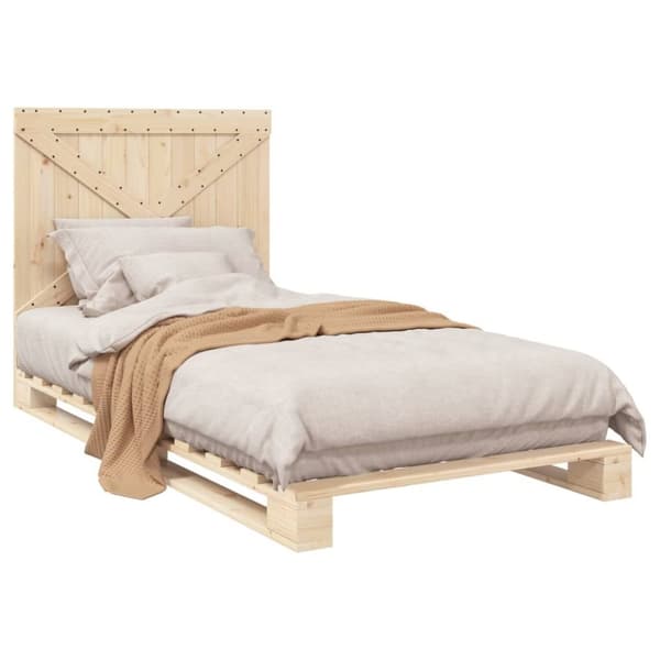 vidaXL Sengeramme med hodegavl 100x200 cm heltre furu