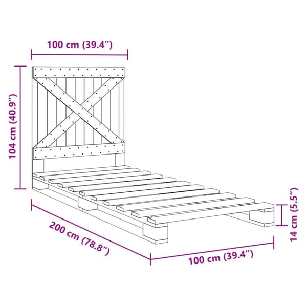 vidaXL Sengeramme med hodegavl 100x200 cm heltre furu