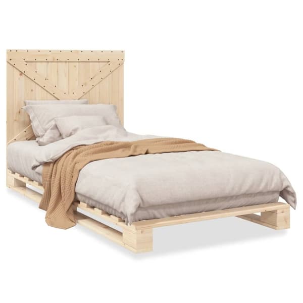 vidaXL Sengeramme med hodegavl 100x200 cm heltre furu